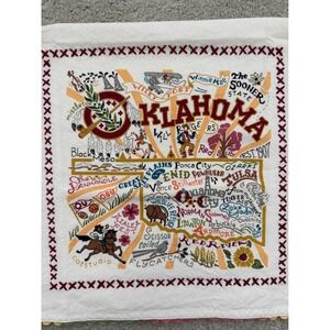 Catstudio Oklahoma State Dish Towel Hand Embroidered Cotton Tea Towel Souvenir